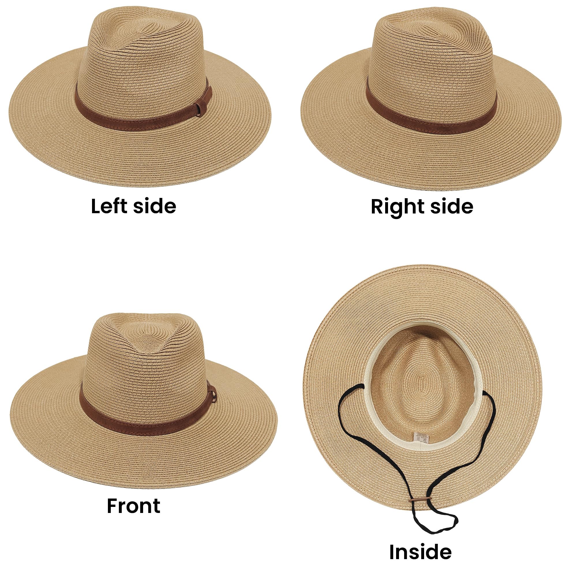 Wildarms Sombrero Panamá de Verano Unisex, Sombrero de Paja ala Ancha UPF 50 Plegable y Transpirable para Mujer y Hombre