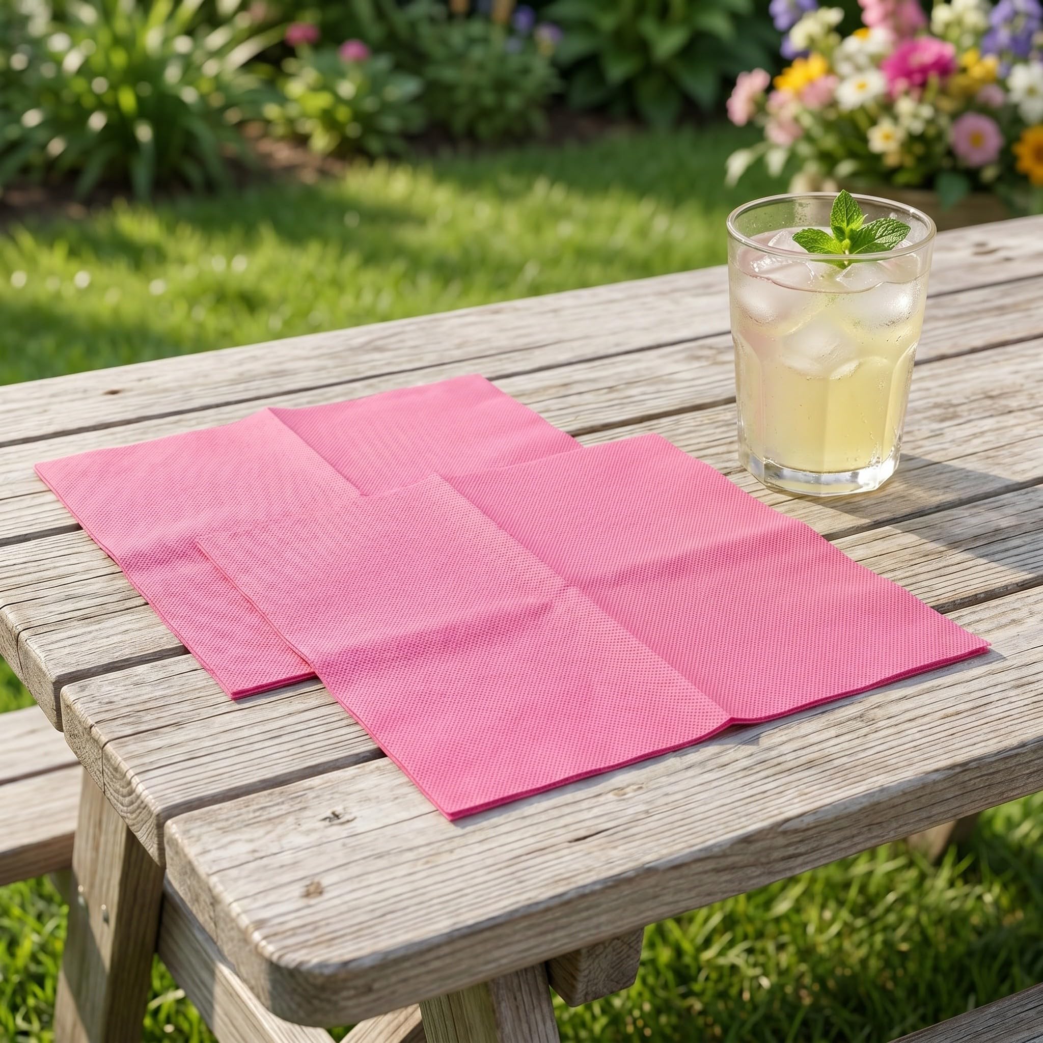 ibasenice 100 tovaglioli di carta quadrati rosa - 33x33 cm, monouso, per bevande - Tovaglioli decorativi per cocktail e tequila, ideali per matrimoni e addii al nubilato.
