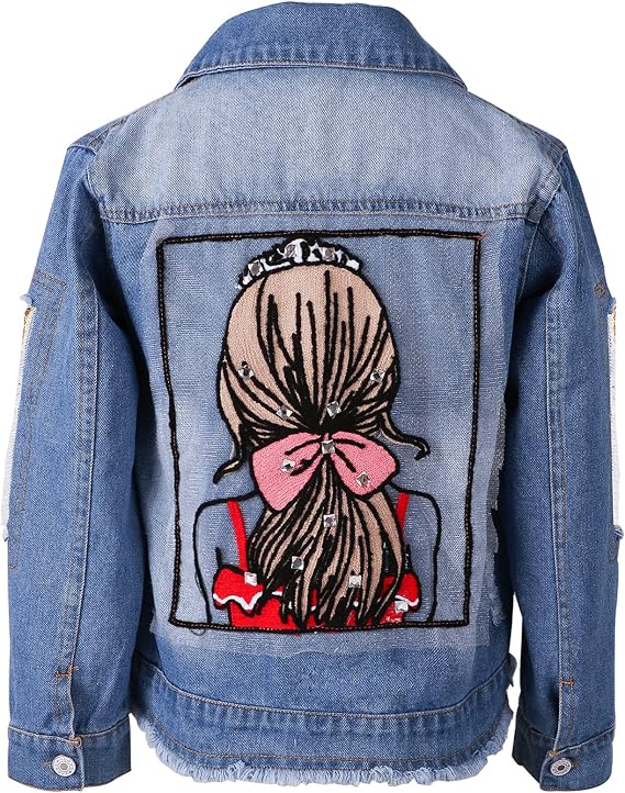L SERVER Girls Jean Jacket,Girls Denim 