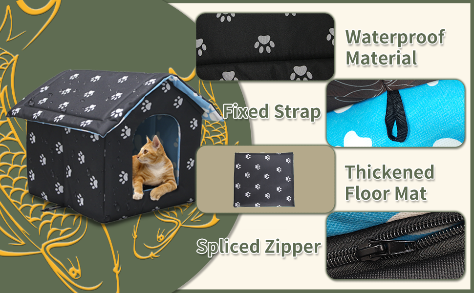 Niche D'extérieur Pour Chat Facile à Laver Pliable Avec Coussin Amovible Résistant Aux Intempéries Abri Maison Pour ChatsL - Animalerie