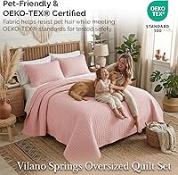 Vista 5 de Southshore Fine Living, Inc. Juego de ropa de cama con edredón rosa cosido tamaño Queen, colcha de gran tamaño tamaño Queen/matrimonial, ropa