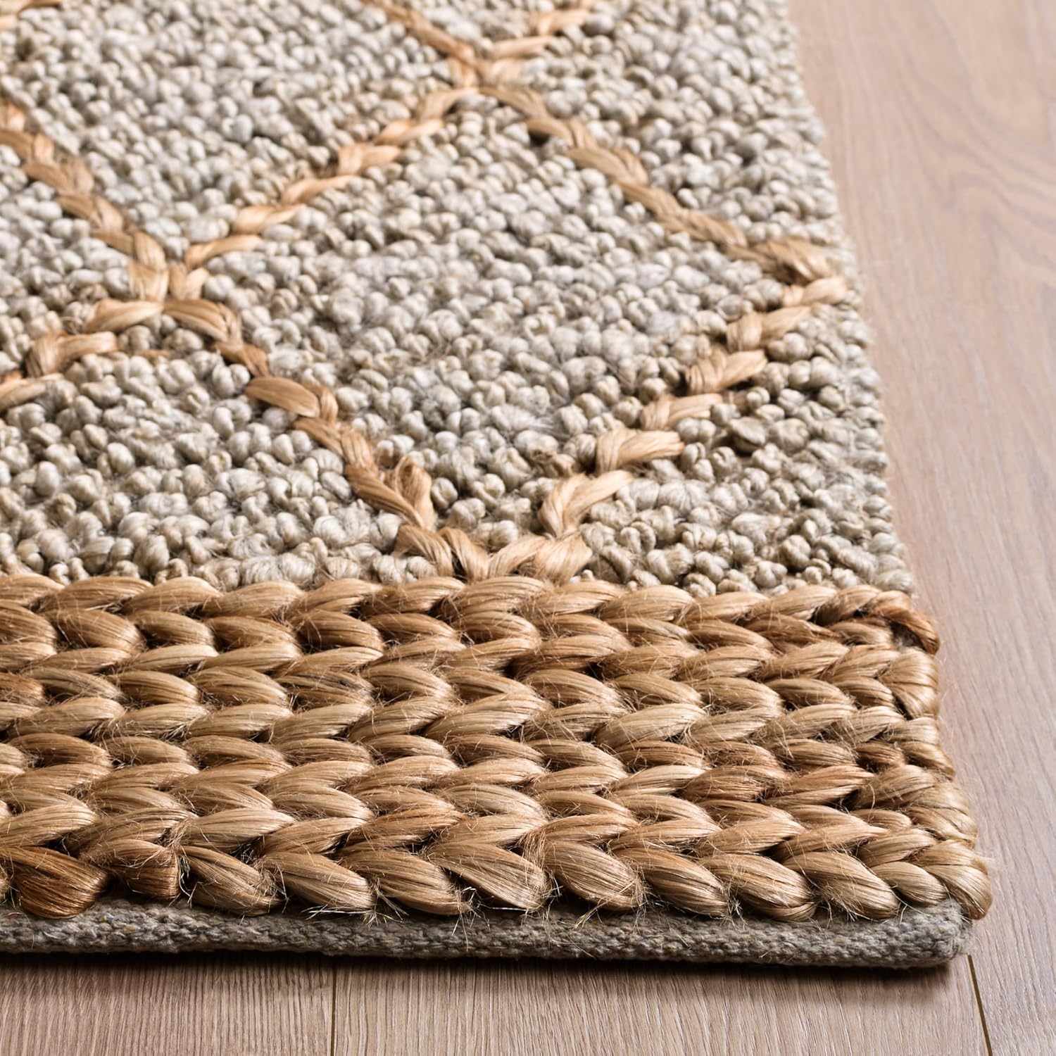 SAFAVIEH Area Rug 5x8 - Natural Fiber Collection - Grey & Natural, Flatweave Jute, Ideal for Living Room, Bedroom, Dining Space (NFB475G)
