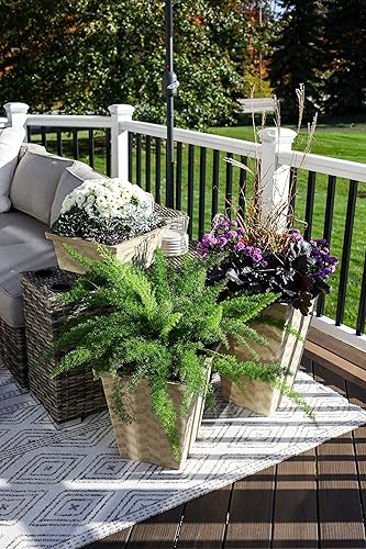 Miniatura 3 de The HC Companies Borden - Maceta de 21 pulgadas de alto para plantas al aire libre, maceta de plástico ligera con orificio de drenaje y tapones para