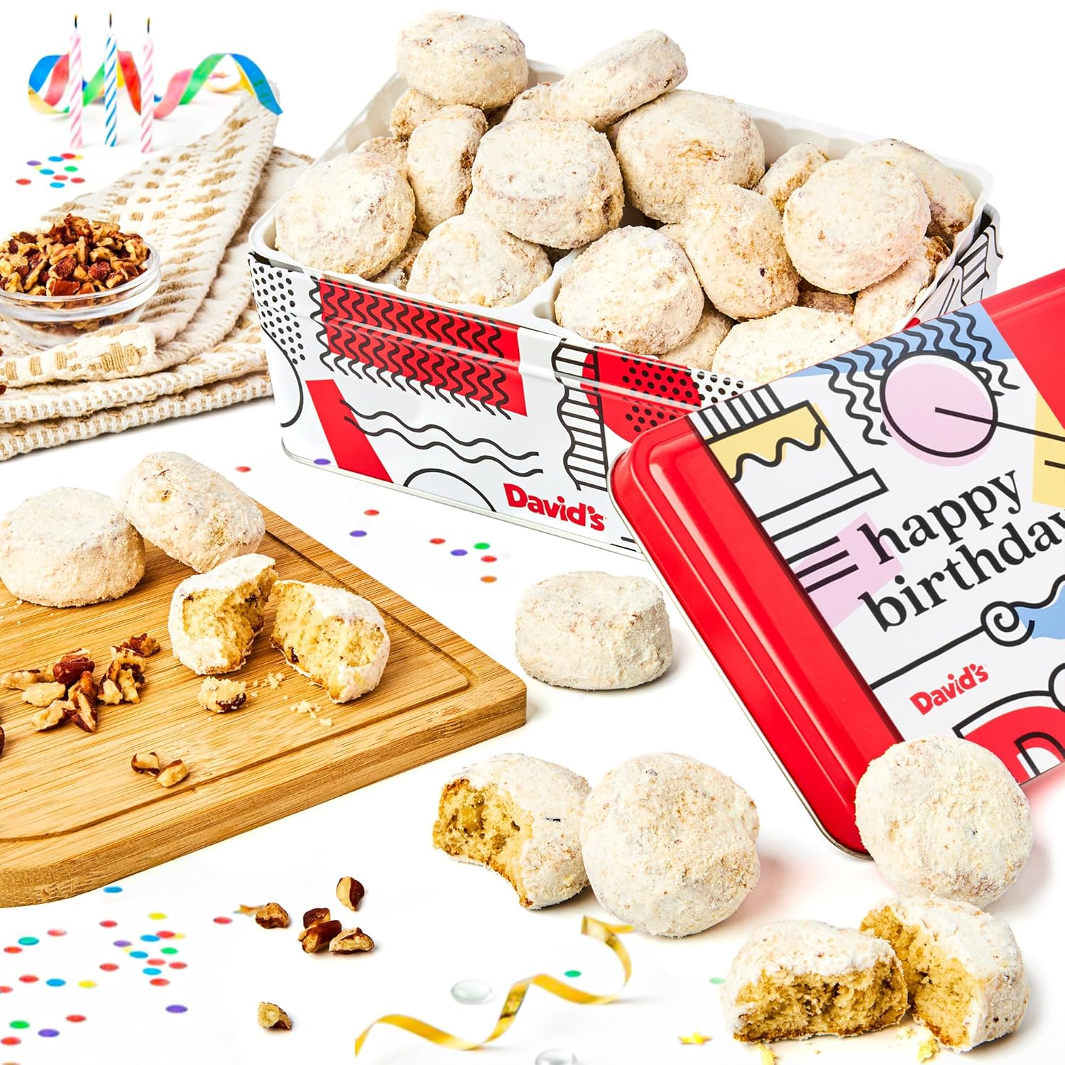 David's Cookies Happy Birthday Gift Tin 1lb– Crunchy Gourmet Chocolate Chunk Cookies – Bakery Snack Gift for Birthdays, Celebrations and Special Occasions