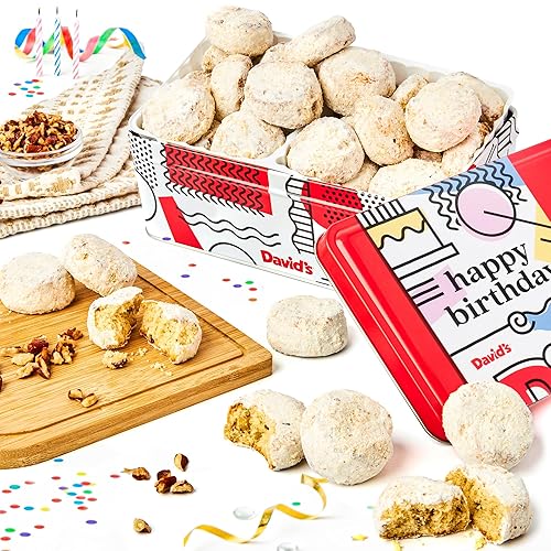 David's Cookies Lata de Muestra de Regalo de Feliz Cumpleaños – Galletas Gourmet Crujientes – Regalo de Aperitivos de Panadería para Cumpleaños,