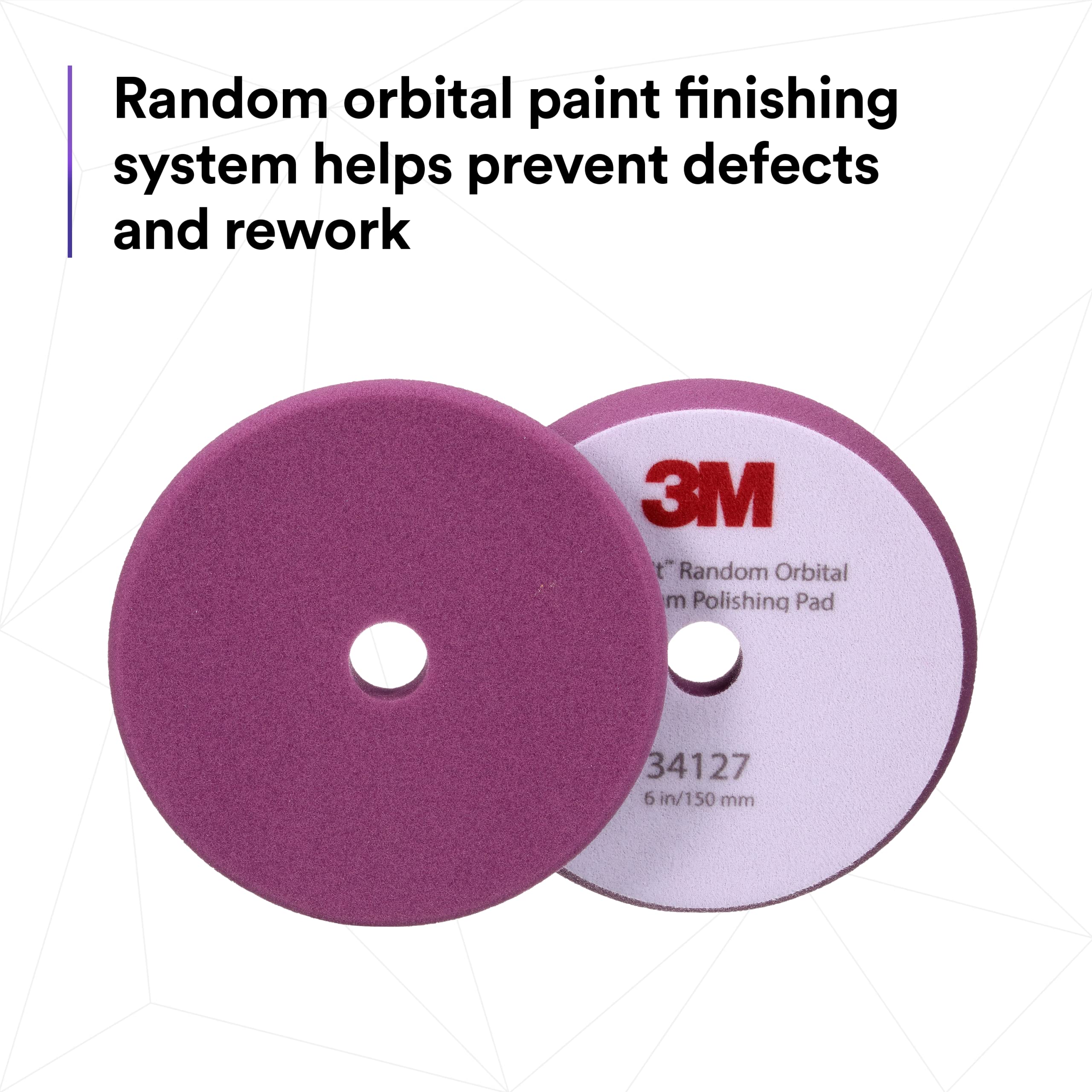 Perfect-It 3M Almohadilla de pulido de espuma orbital aleatoria, 5 pulgadas, 6 pulgadas, morado, PN34127, compuesto y pulido automotriz