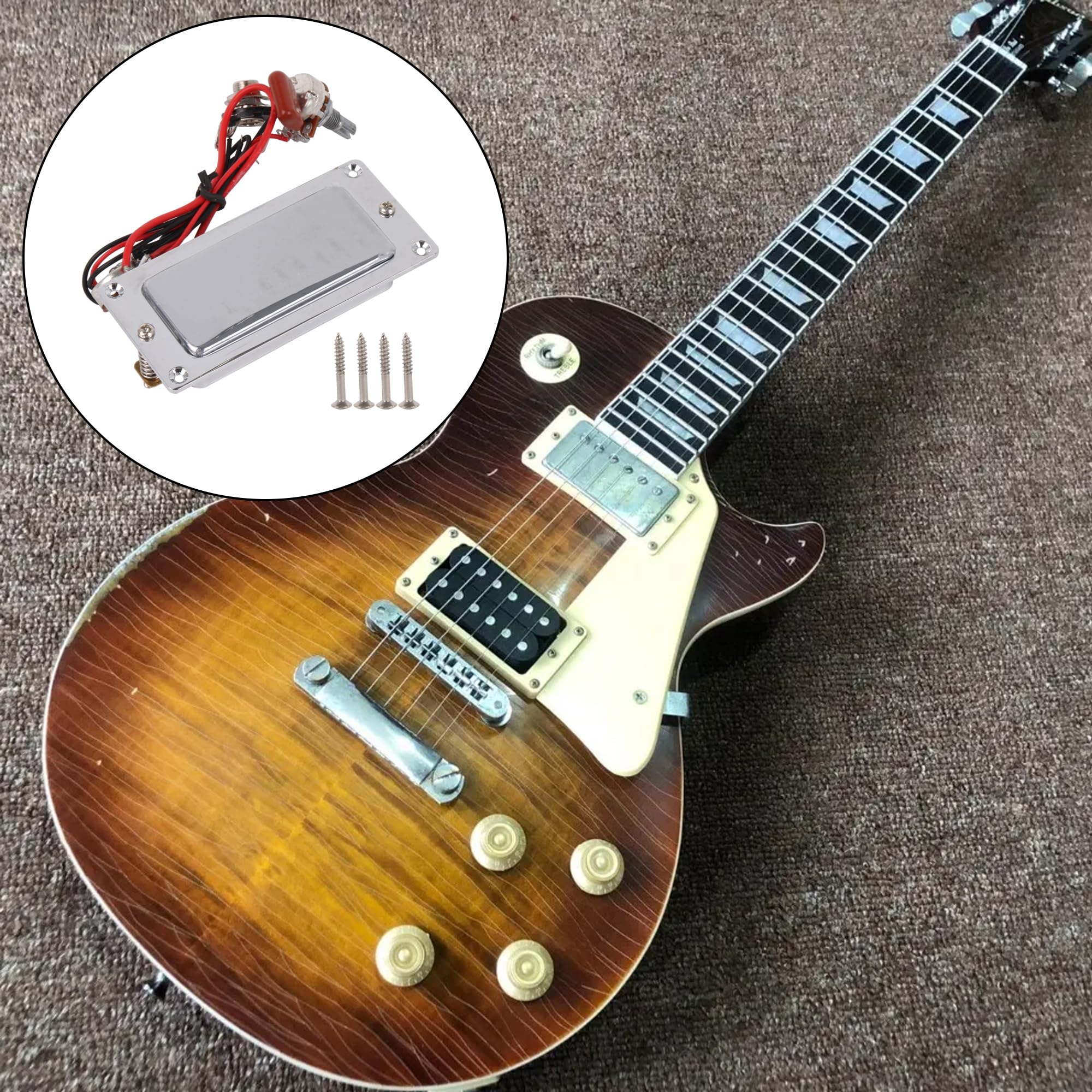 Yibuy Pickup per chitarra elettrica tipo chiuso per punk hard rock con presa da 6,35 mm, argento