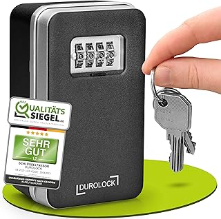 DUROLOCK Schlüsseltresor mit Zahlencode aussen (Wandmontage) - XXL Schlüsselbox mit Code für draußen - Schlüsselsafe mit Code - Schlüsselkasten mit Zahlencode für AirBnB, Büro & Familie