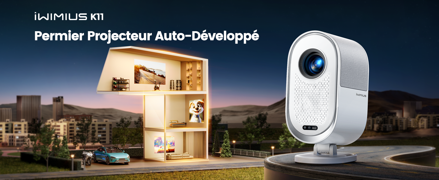 Vidéoprojecteur 4K WiFi6 IWIMIUS K11 - 28000 Lumens, Auto Focus, Dolby Audio, Anti-Poussière - Home Cinéma