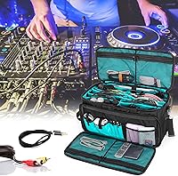 Vista 7 de LoDrid Bolsa grande para archivos de cables con parte inferior acolchada interior y divisores desmontables, bolsa para DJ con múltiples bolsillos