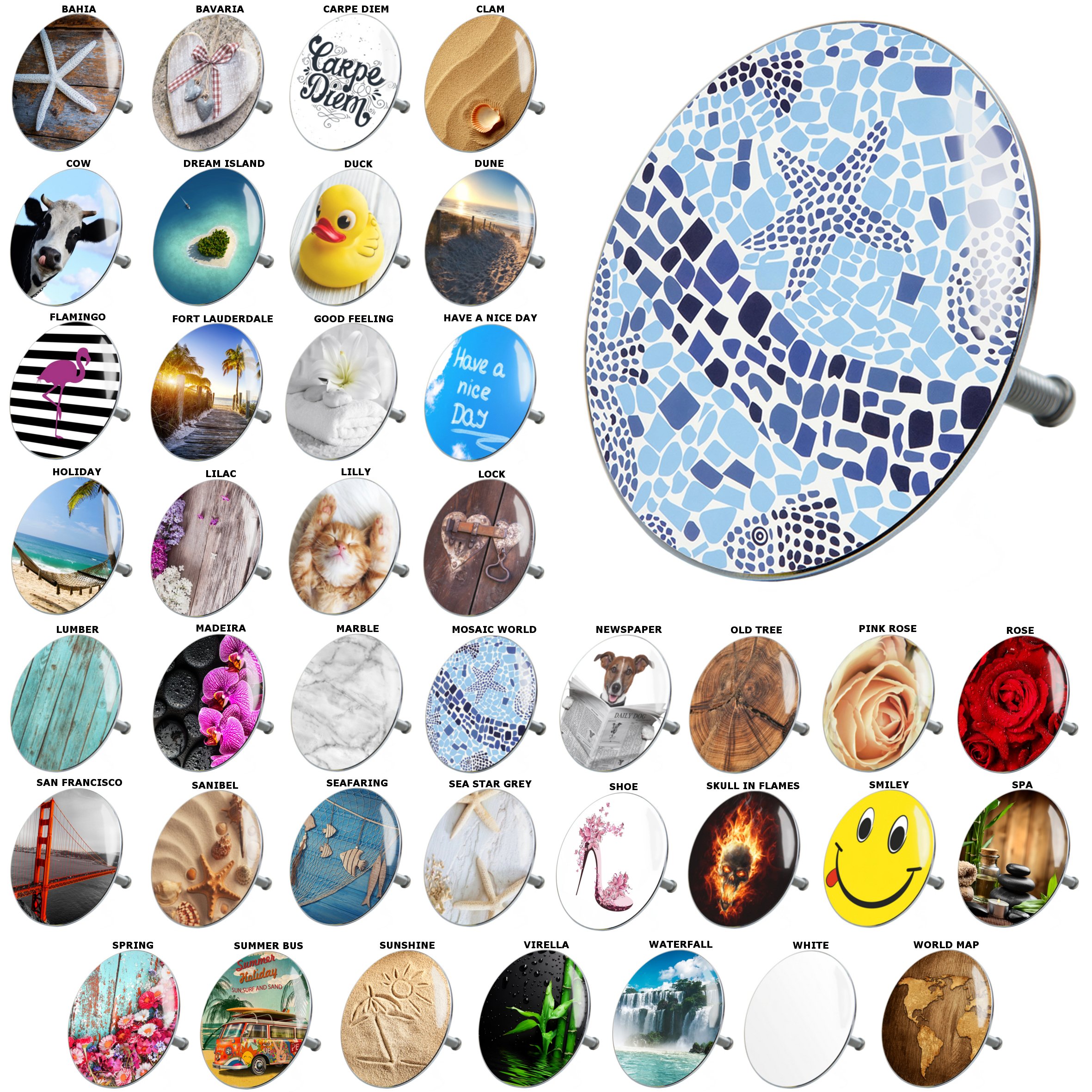 Bathtub Plug | Wide Choice of Colorful Bathtub Plugs | Easy to Insert Into the Bathtub (Mosaic World)