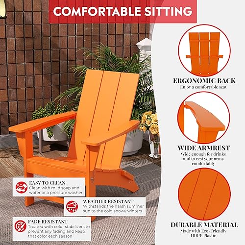 Miniatura 4 de Costaelm Sillas Adirondack plegables ajustables para patio al aire libre, resistentes a la intemperie, sillas de hoguera exteriores para porche,