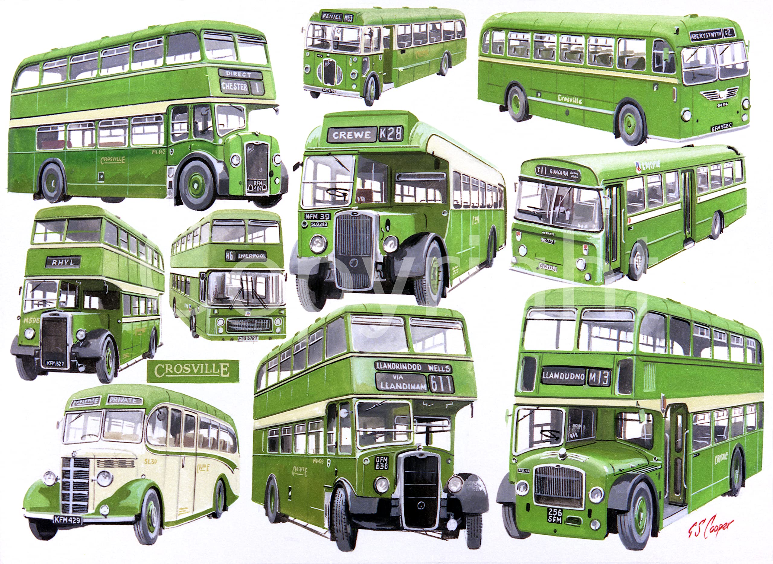Crosville North West & North Wales Bus Montage Metal Wall Art