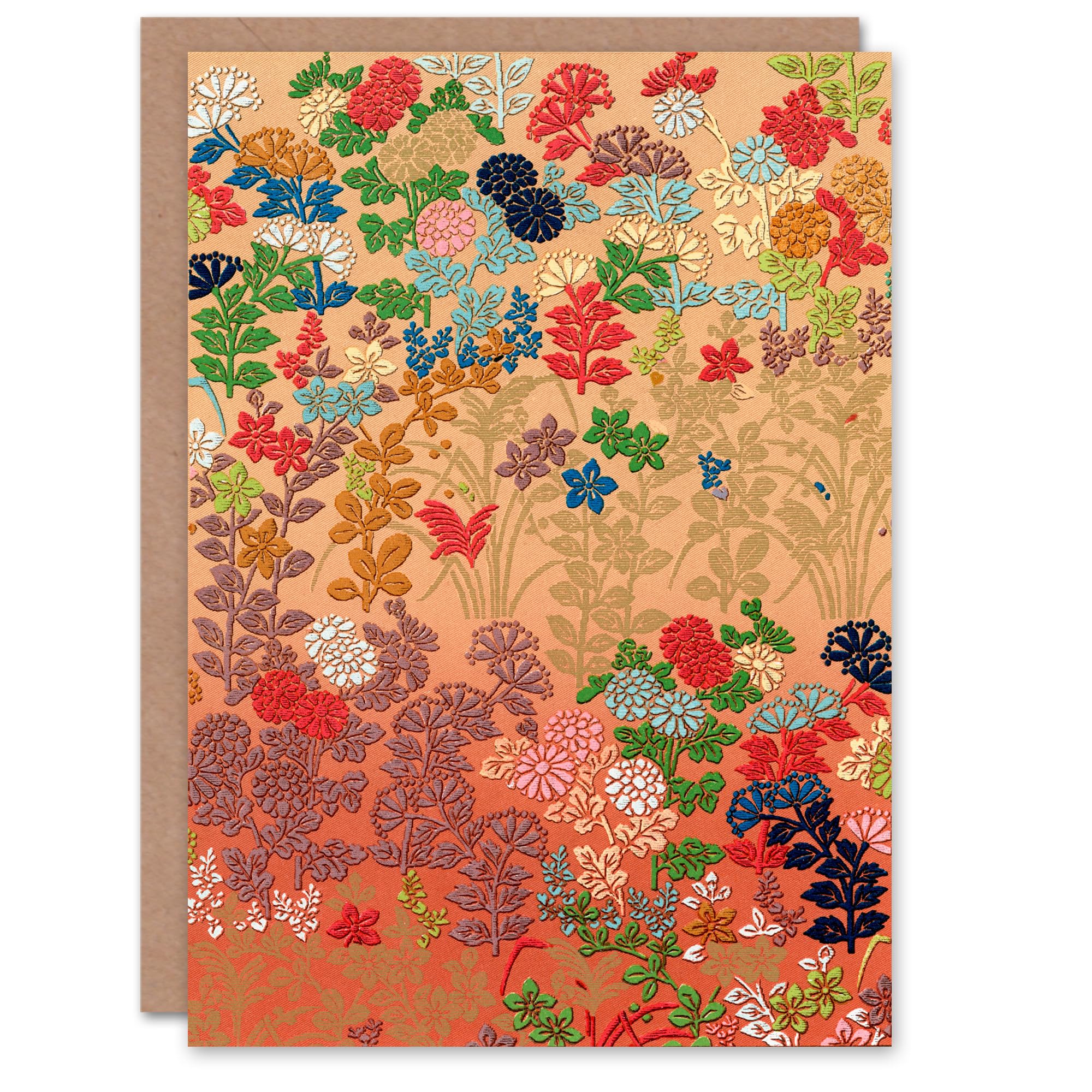 Artery8 - Greeting Card - Vintage Floral Japanese Fan Pattern - Pink