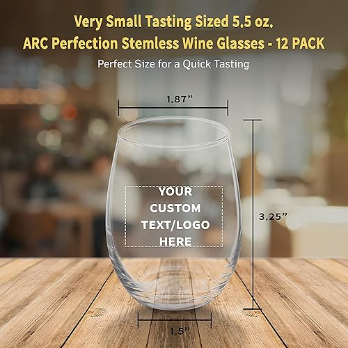 Miniatura 5 de Copas de vino sin tallo personalizadas de ARC de 5.5 onzas, juego de 12, paquete personalizado a granel, perfecto para hotel, bar, restaurante o