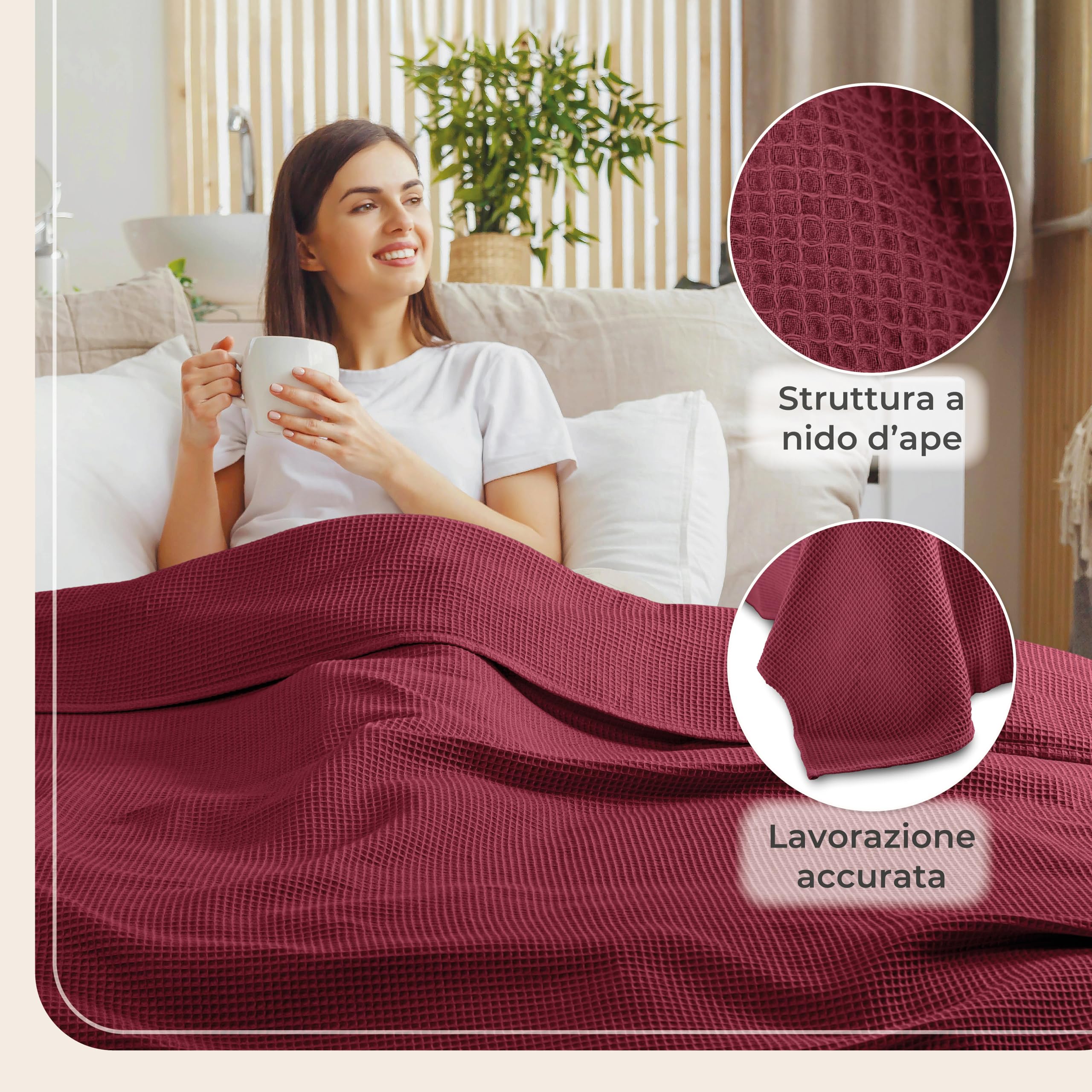 LAYNENBURG Zomerdeken sprei - Katoenen wafel piqué - 150x200 cm - Petrol