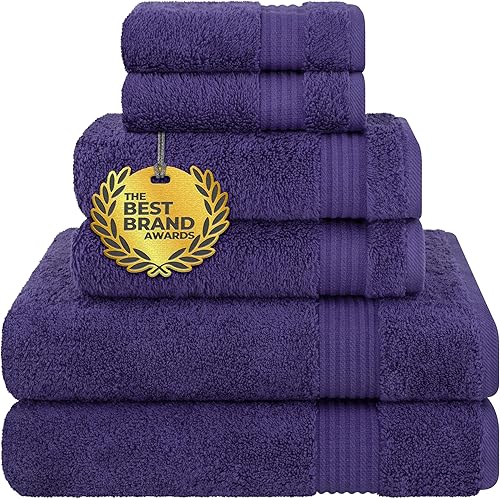 Cotton Paradise Juego de 6 toallas, 100% algodón suave y absorbente turco para baño, 2 toallas de baño, 2 toallas de mano, 2 toallitas, juego de