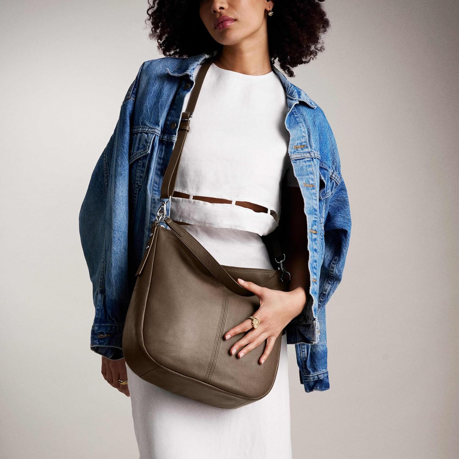 Fossil Women's Jolie Leather Hobo Purse Handbag for Women - Image 3