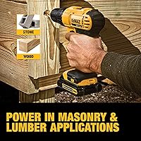 Vista 6 de DEWALT Juego de Taladro Atornillador Inalámbrico de 20V Max, 2 Velocidades, Motor de Alto Rendimiento, Incluye 2 Baterías de Iones de Litio XR
