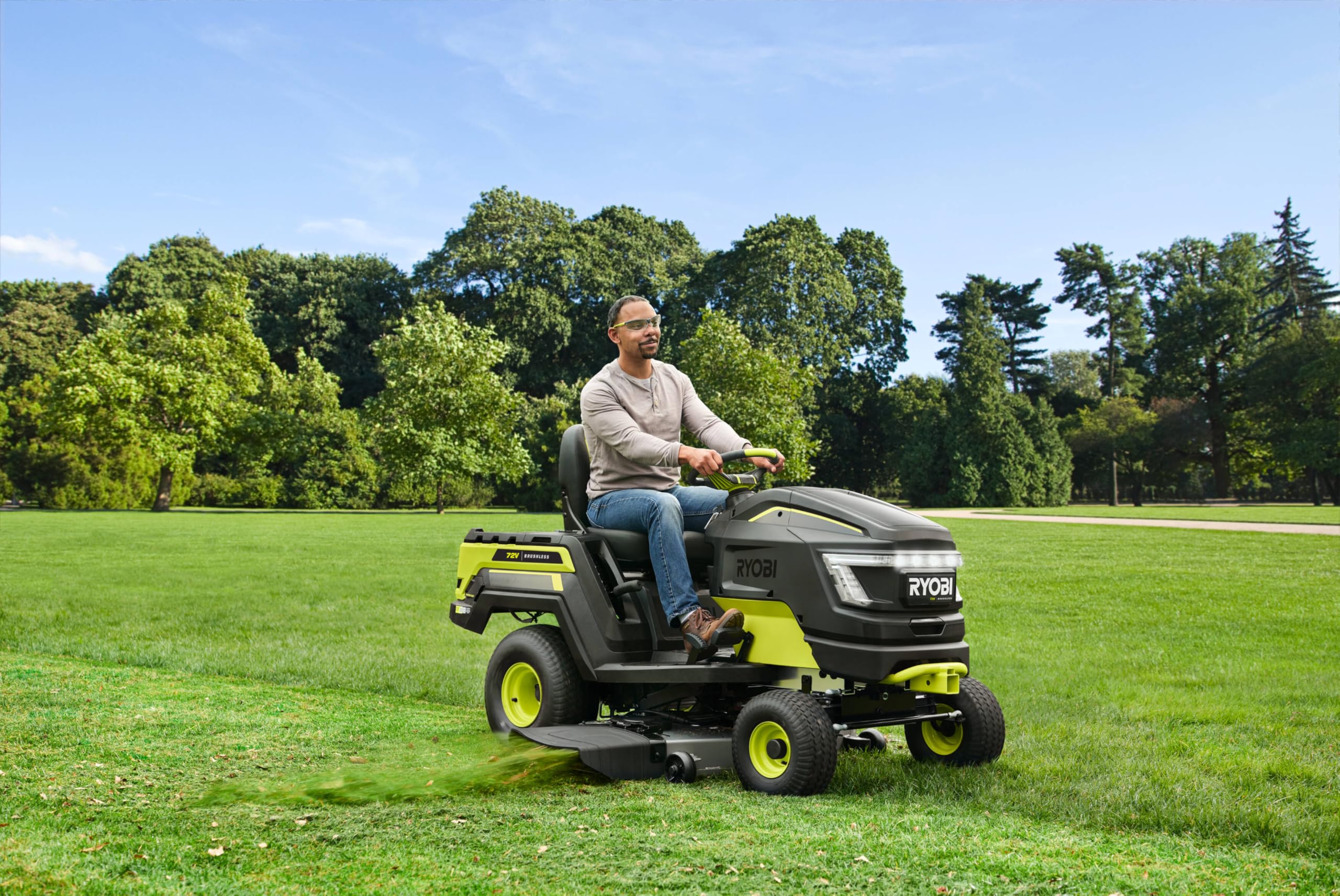 RYOBI - Mulch-Set (3 Spezialklingen Mulching 40 cm + 2 Windabweiser + 1 Verschluss) für Rider Traktor mit Akku RY72TMX117-310 - RAC475