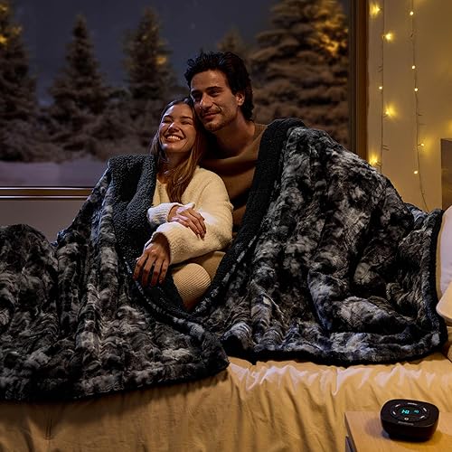 Vista 256 de Bedsure - Manta eléctrica tamaño matrimonial; térmica, de franela suave, calentamiento rápido, 10 ajustes de tiempo y 6 ajustes de calor; regalo 01