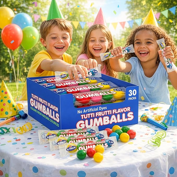 Lalees Chicle Gumballs Tutti Frutti - Pack de 30 Tubos - Sin Colorantes Artificiales miniatura 6