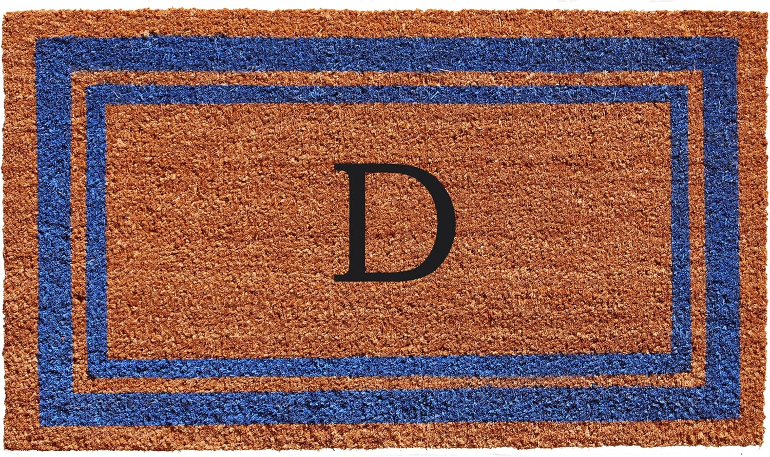 Calloway Mills blue border monogram doormat (D) 18x30
