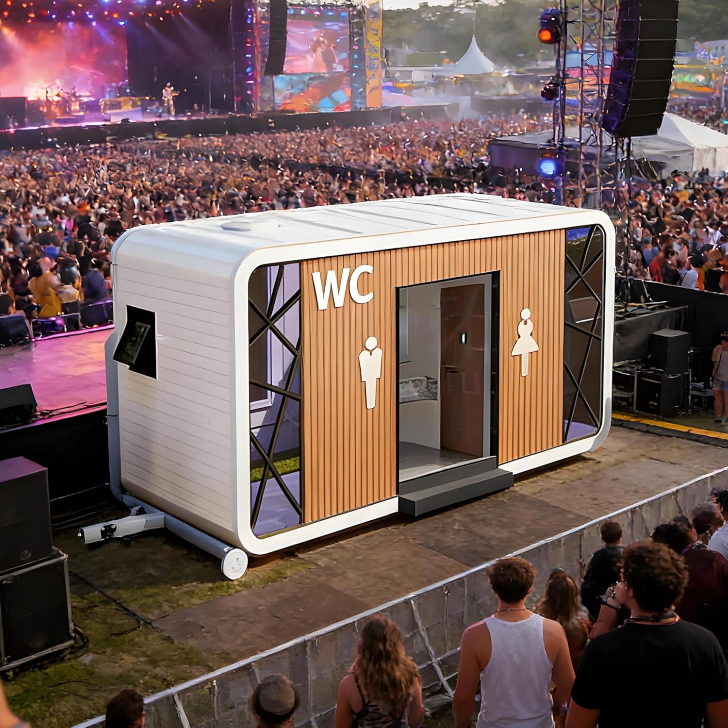 Portable Restroom Portable Toilet Religious Event Restroom Trailer, Multi Stall Flushing Mobile Porta Potty with Sink, Commercial Towable Unit for Church Revivals Gospel Gatherings Outdoor Public Use