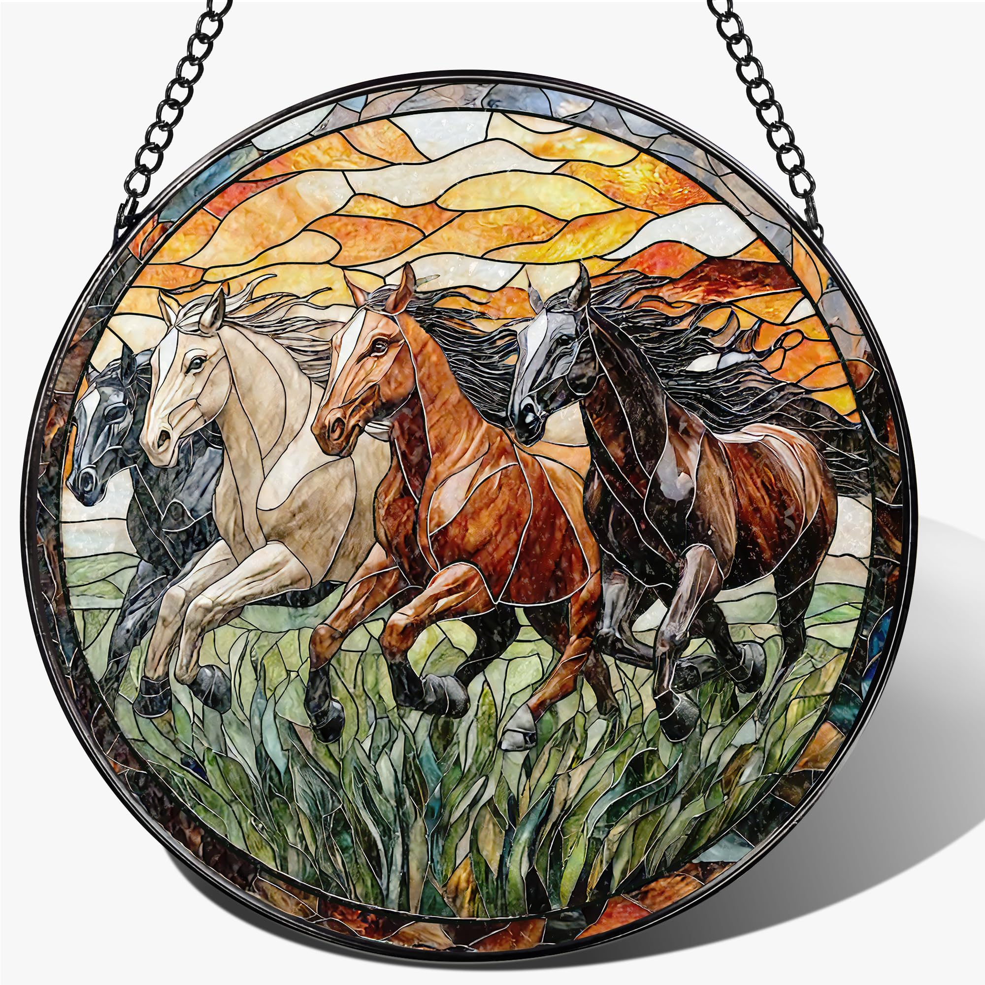 Attrape-soleil pour fenêtre cheval en verre teinté, décoration lumineuse de salon