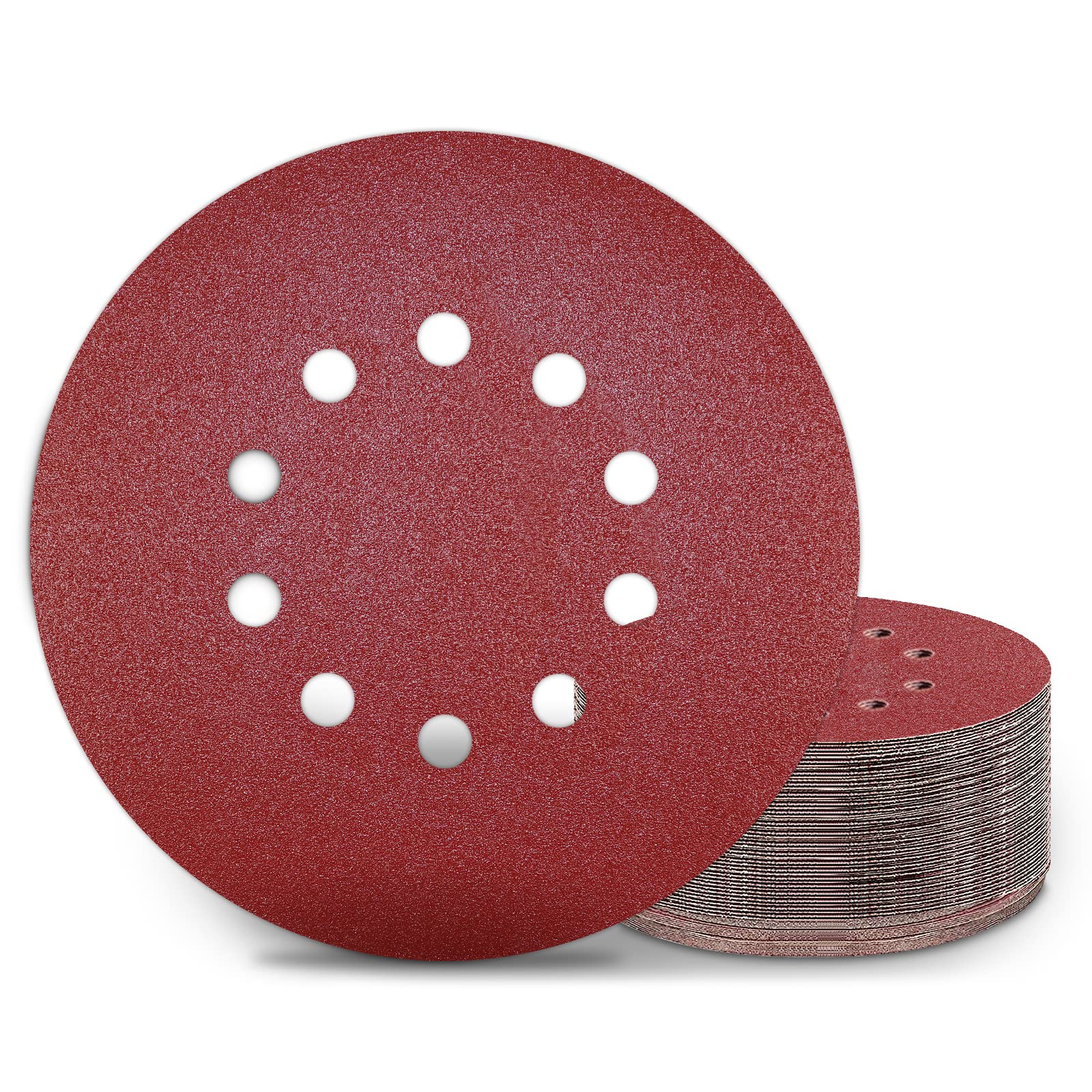 KONGMING 225mm Grinding Disc 25 Pieces 10 Holes Hook and Loop Grain P80 for Cardboard and Gypsum Board Grinding Machine
