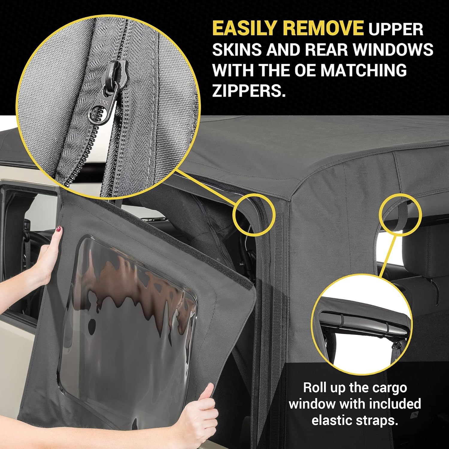 MasterTop Soft Top Hardware Kit - Fits Jeep Wrangler Unlimited JKU 4-Door 2007-2018 – Factory Style Bow Assembly Replacement