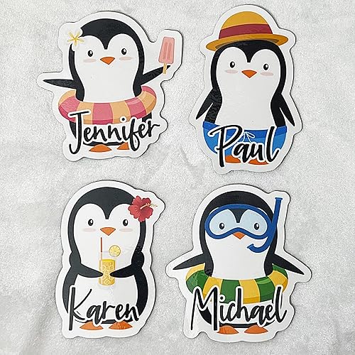 1 Summer Cute Penguin Cruise Door Decoration Magnet Sign, Colorful Personalized Name Keepsake, Carnival, Fridge Office Decor