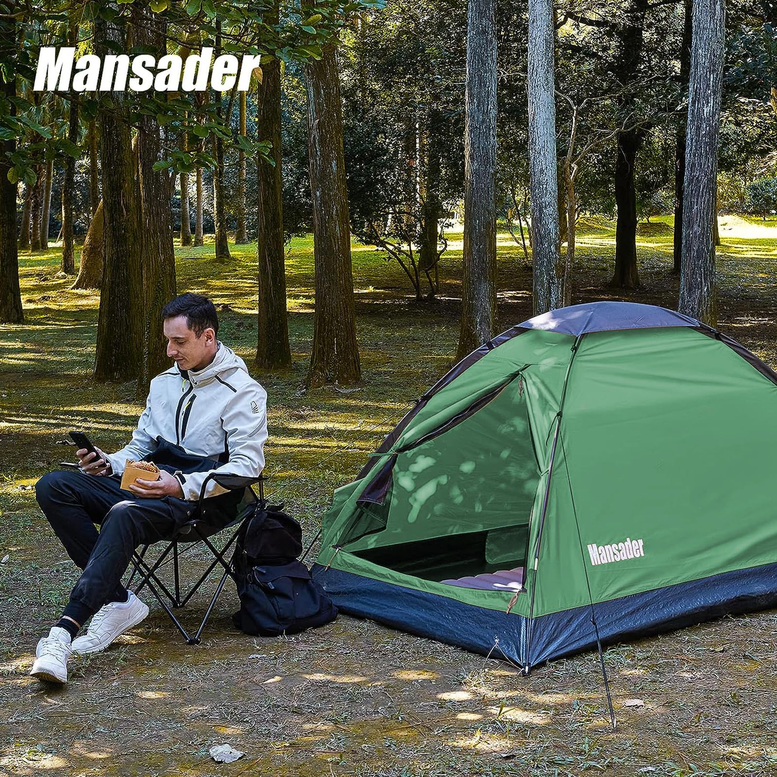 Piccola tenda da campeggio impermeabile per 2 persone, Attrezzatura Campeggio, Tenda Portatile per Zaino in Spalla Escursionismo Alpinismo - Facile Installazione