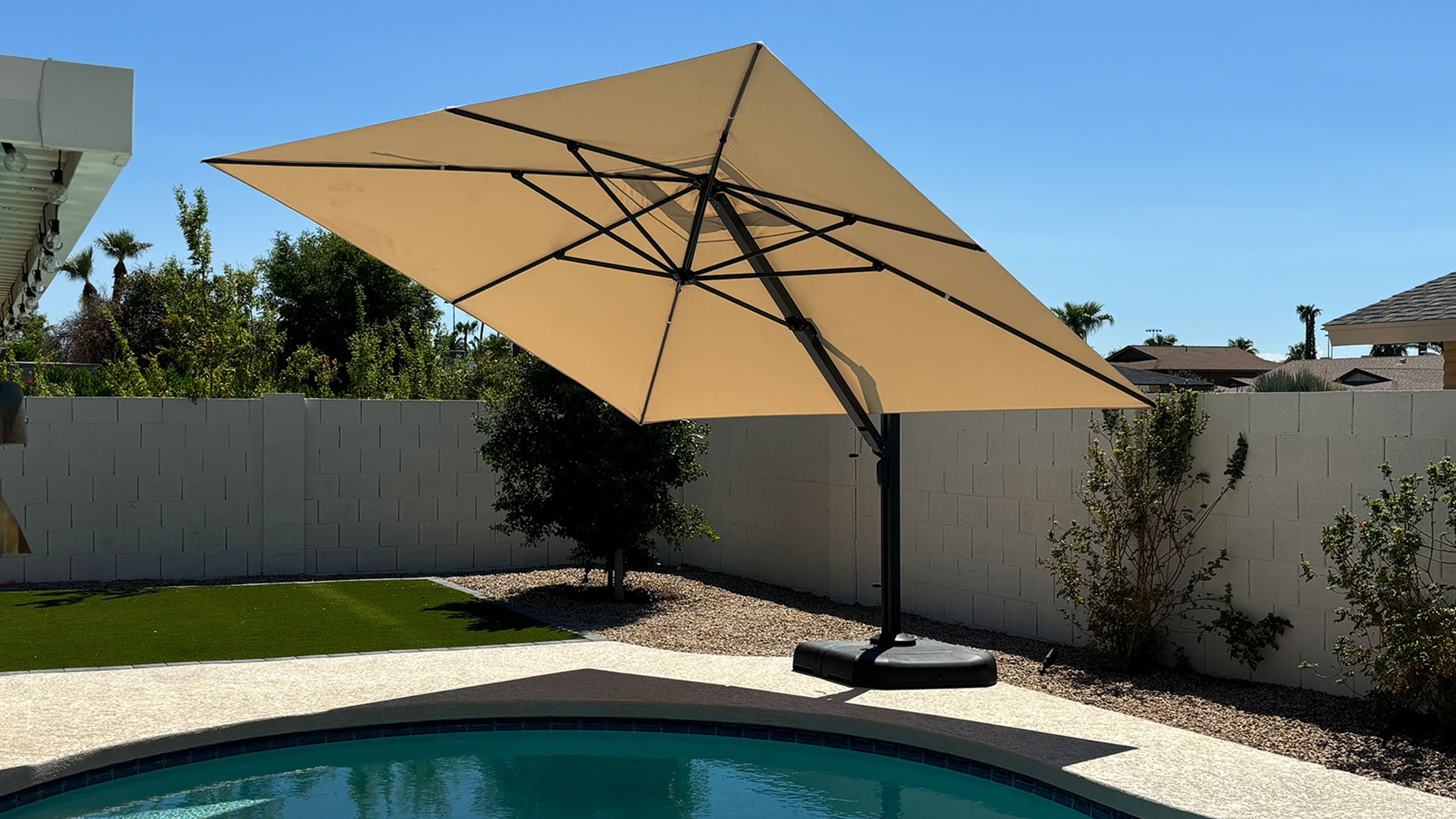 PURPLE LEAF Patio Umbrella 9' X 12' Wind Resistant Outdoor Umbrella Beige