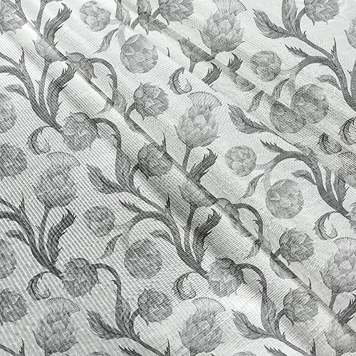 Miniatura 6 de Ambesonne Artichoke Tulle Curtains with Rod Pocket, Faded Colored Black and White Super Foods with Stalks and Leaves Art Print, Sheer Drape for