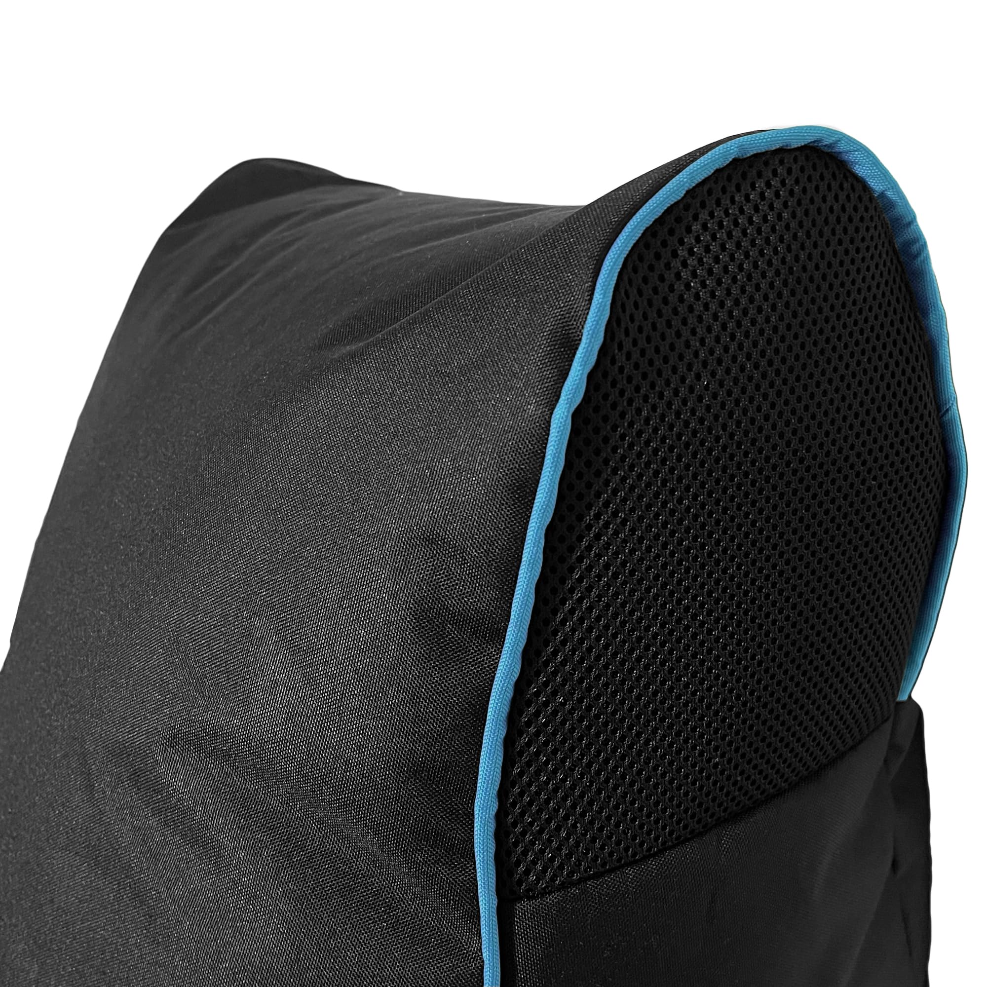 Bruni Cockpit – schwarzer Gaming-Sitzsack zum Zocken mit Lehne und Fach, Indoor und Outdoor geeignet, in Deutschland gefertigt (Schwarz/Blau)