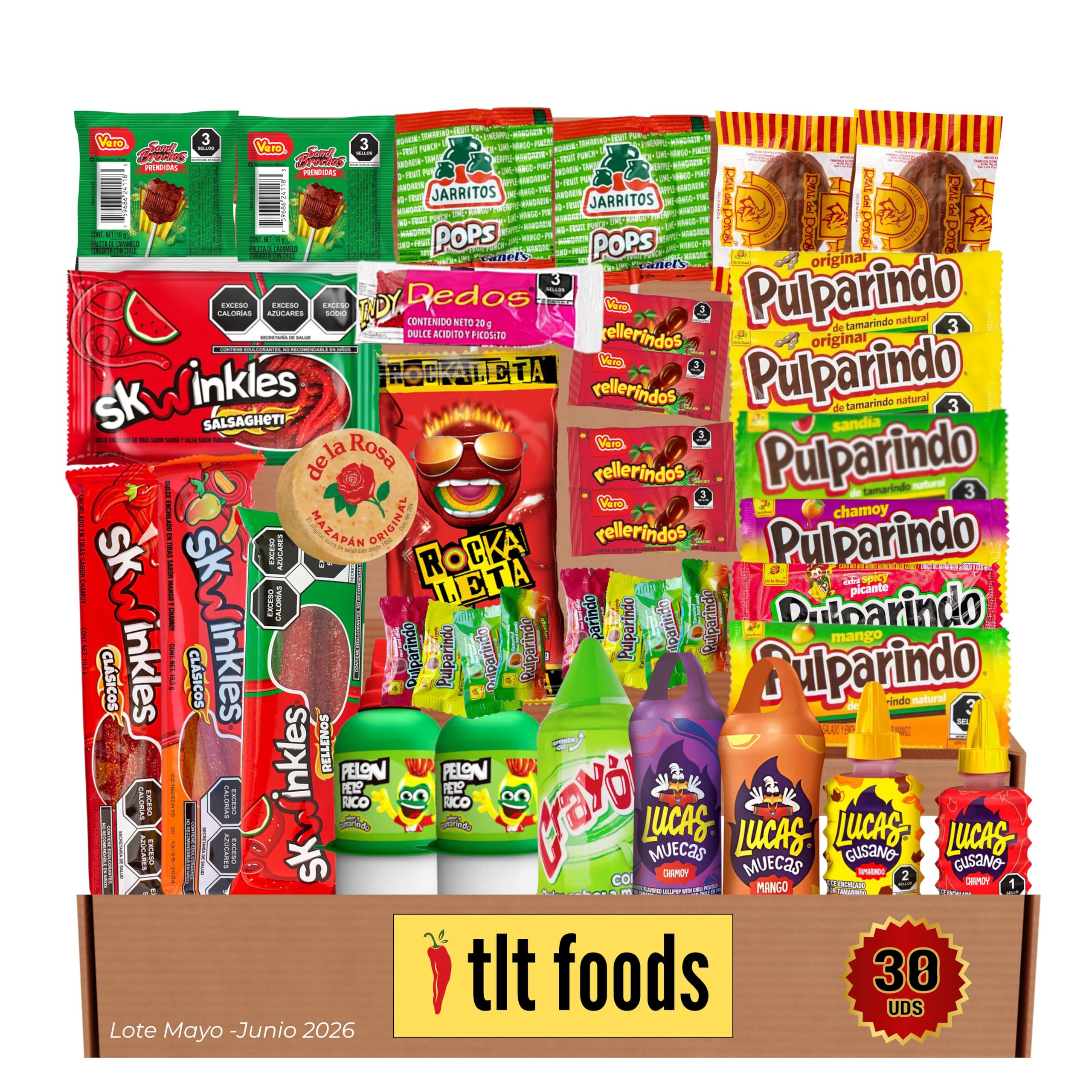 TLT FOODS Lotto Dolci Messicani – Confezione Varietà di Dolci Messicani Piccanti da Regalare, Mix Assortito di Caramelle, Candy Box Snack Messico, Chamoy, Pelon Pelo Rico, Pulparindo