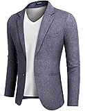 COOFANDY Herren Sakko Sportlich Casual Freizeit Modern Anzug Regular Fit 2 Knöpfe Business Anzugjacken Blau XXL