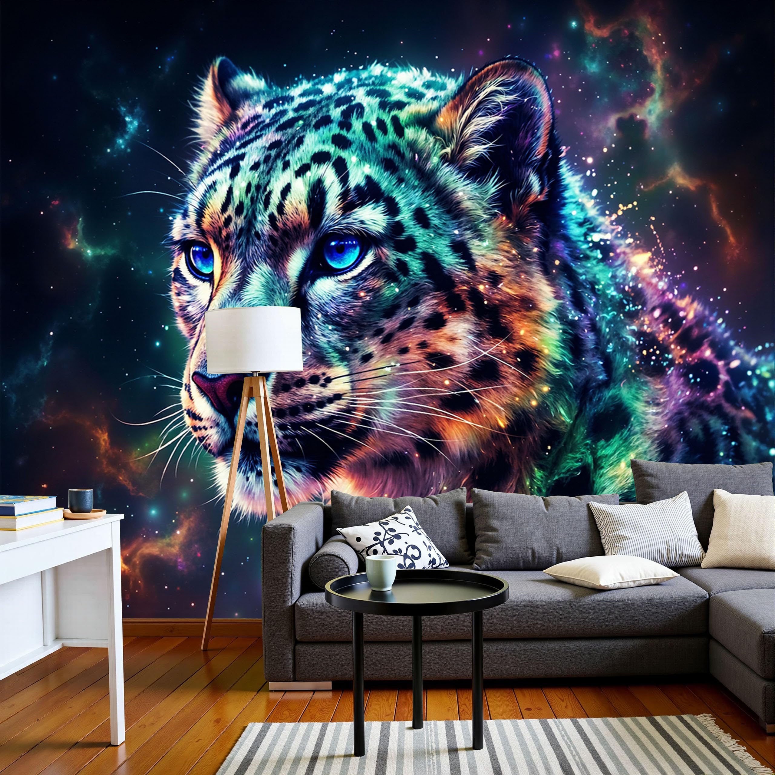 Fresque murale ciel étoilé turquoise pour chambre d'enfant fantastique