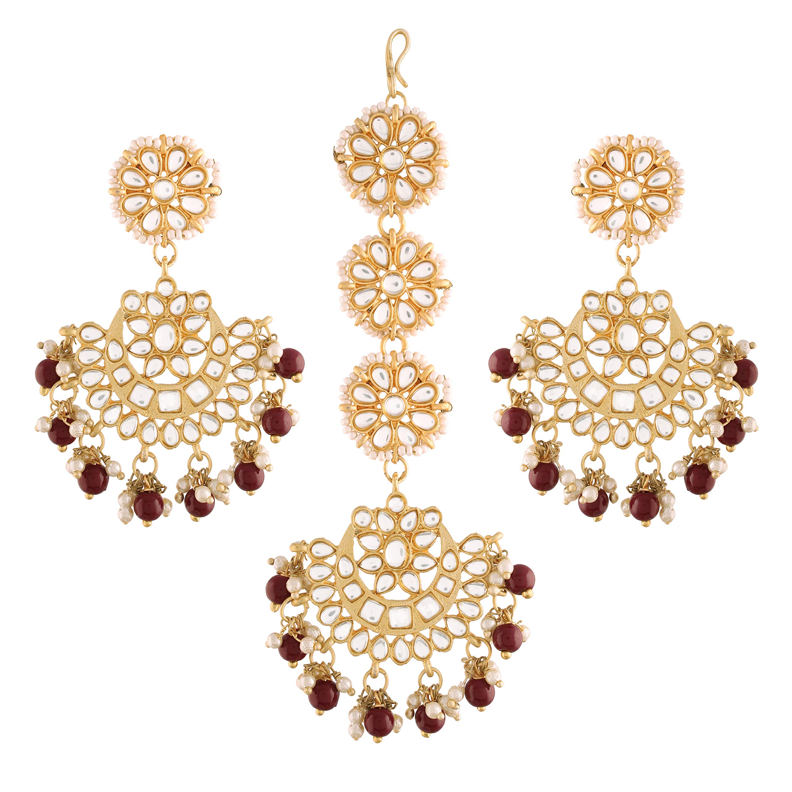 I Jewels Gold Plated With Stunning Matte Finish Traditional Kundan & Faux Pearl Chandbali Earrings With Maang Tikka Set (Te2911Pe, Womens) (B08VGRWRRB) Amazon Price History, Amazon Price Tracker