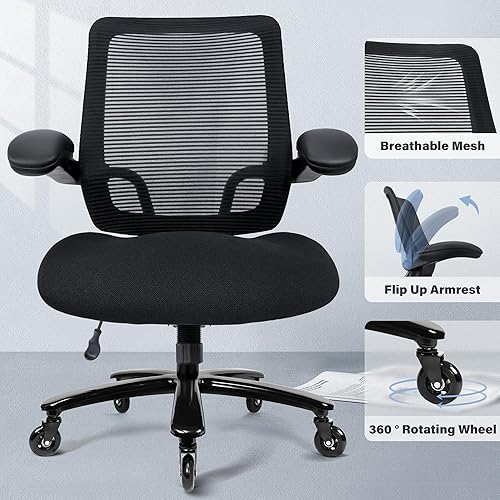 Miniatura 6 de Silla de oficina grande y alta de 500 libras, silla de escritorio ergonómica de malla resistente, silla de computadora con respaldo alto,