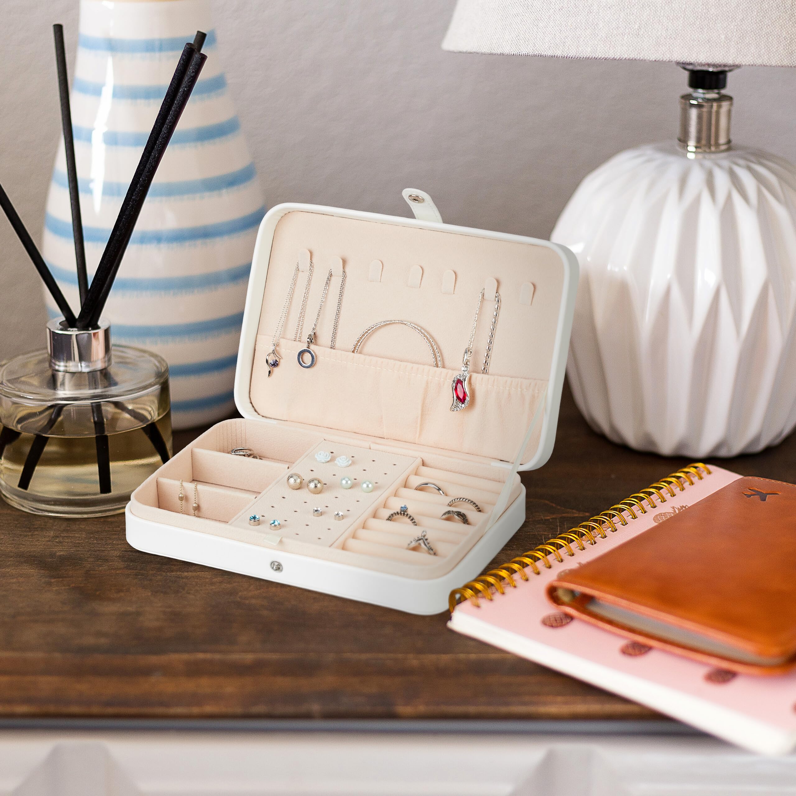 Valigetta Portagioielli Relaxdays - Organizer Viaggio Per Collane E Anelli, 4.5x21x14.5 Cm, Turchese