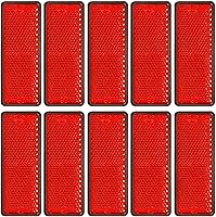 10 Pack Red Self-Adhesive Rectangle Reflectors E11 Approved - Durable Road Safety Stickers for Trailers, Trucks, Cars, Mailboxes & More