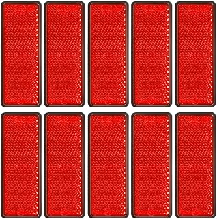 10 Pack Red Self-Adhesive Rectangle Reflectors E11 Approved - Durable Road Safety Stickers for Trailers, Trucks, Cars, Mailboxes & More