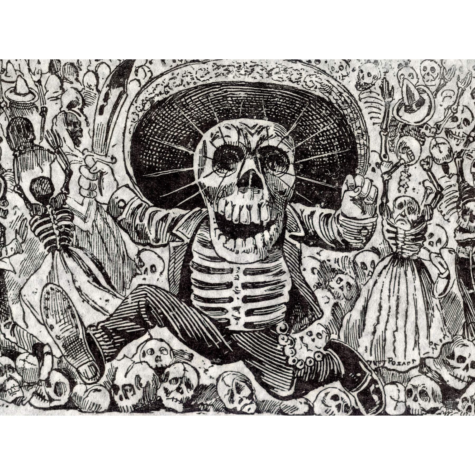Artery8 Guadalupe Calavera Skull From Oaxaca Mexico Premium Wall Art Canvas Print 18X24 Inch