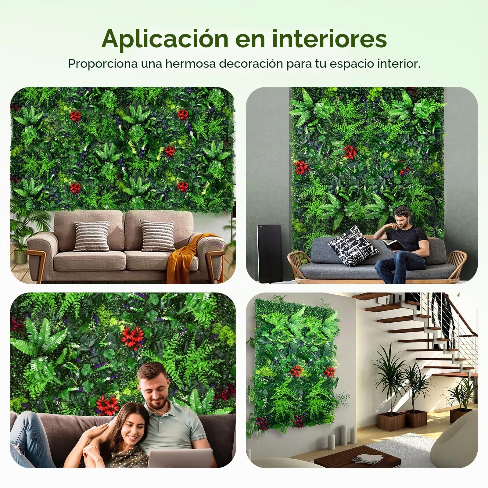 Jardin Vertical Artificial, 2PCS Jardin Vertical Exterior 60 X 40cm, Enredadera Artificial para Interior Y Exterior, Adecuada para Bodas, Cocina, Jardines (B)
