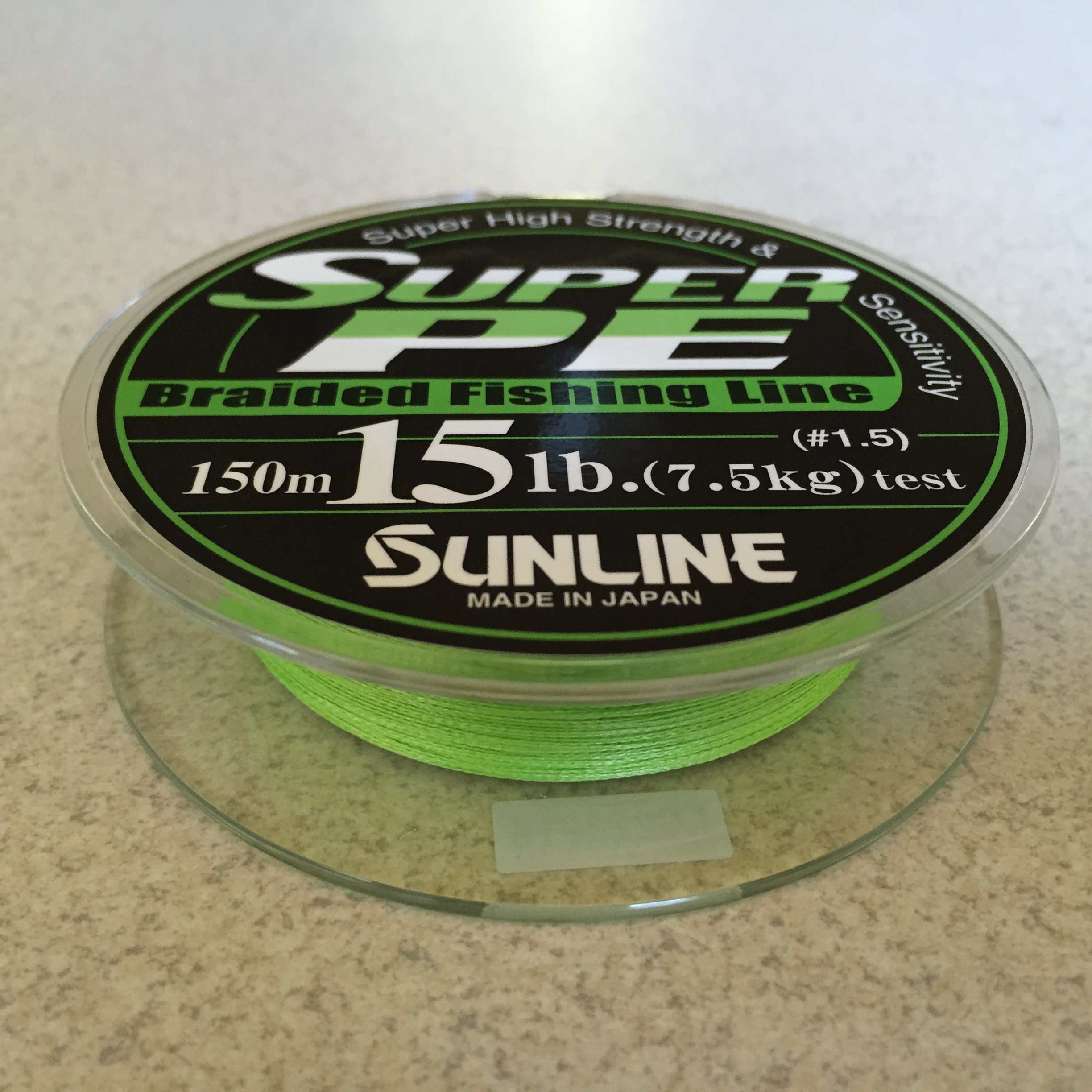 Sunline - Hilo de pesca trenzado Super PE, 0,205 mm, 150 m, 7,5 kg, color verde