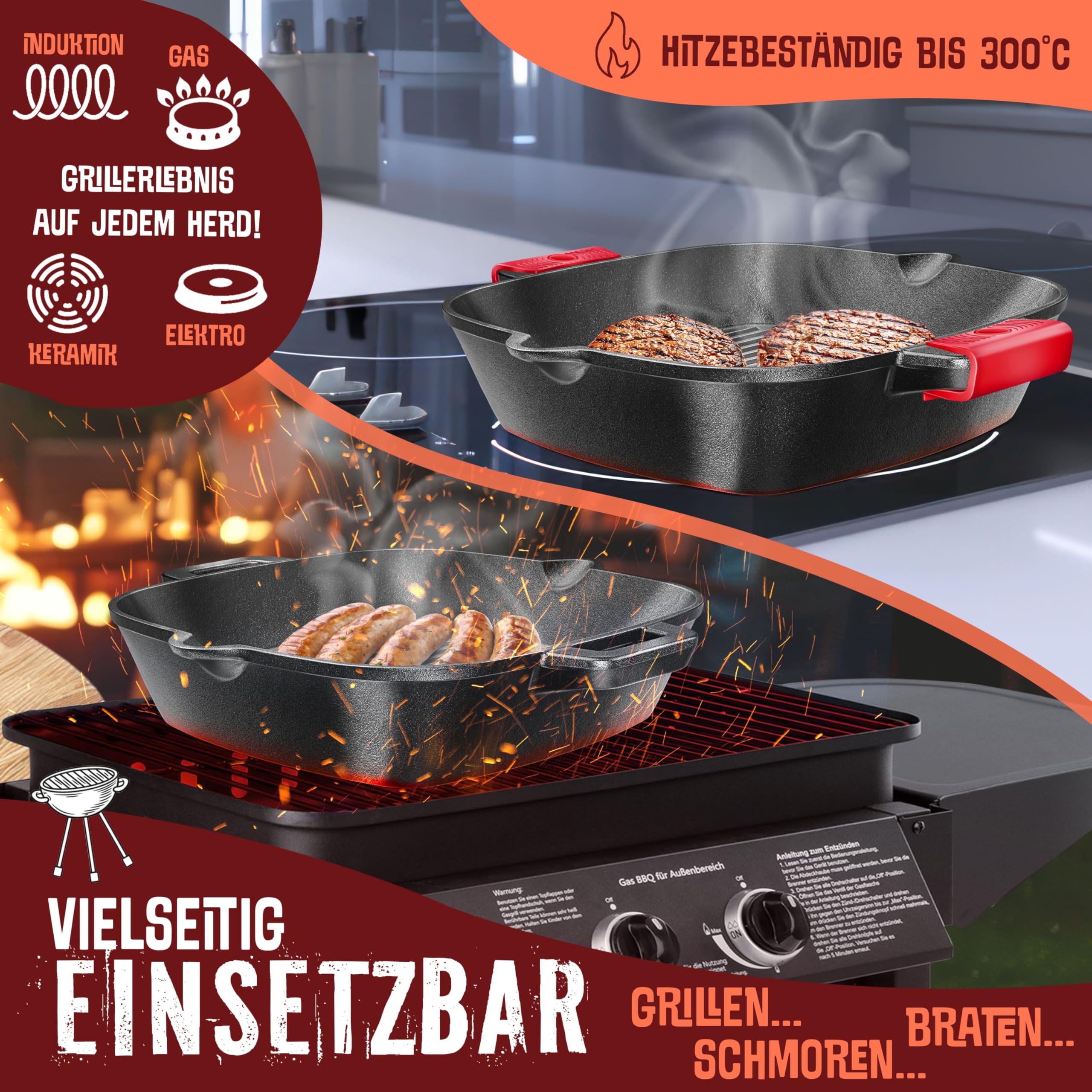 Kadax gietijzeren pan 15 20 25 30 cm, gietijze