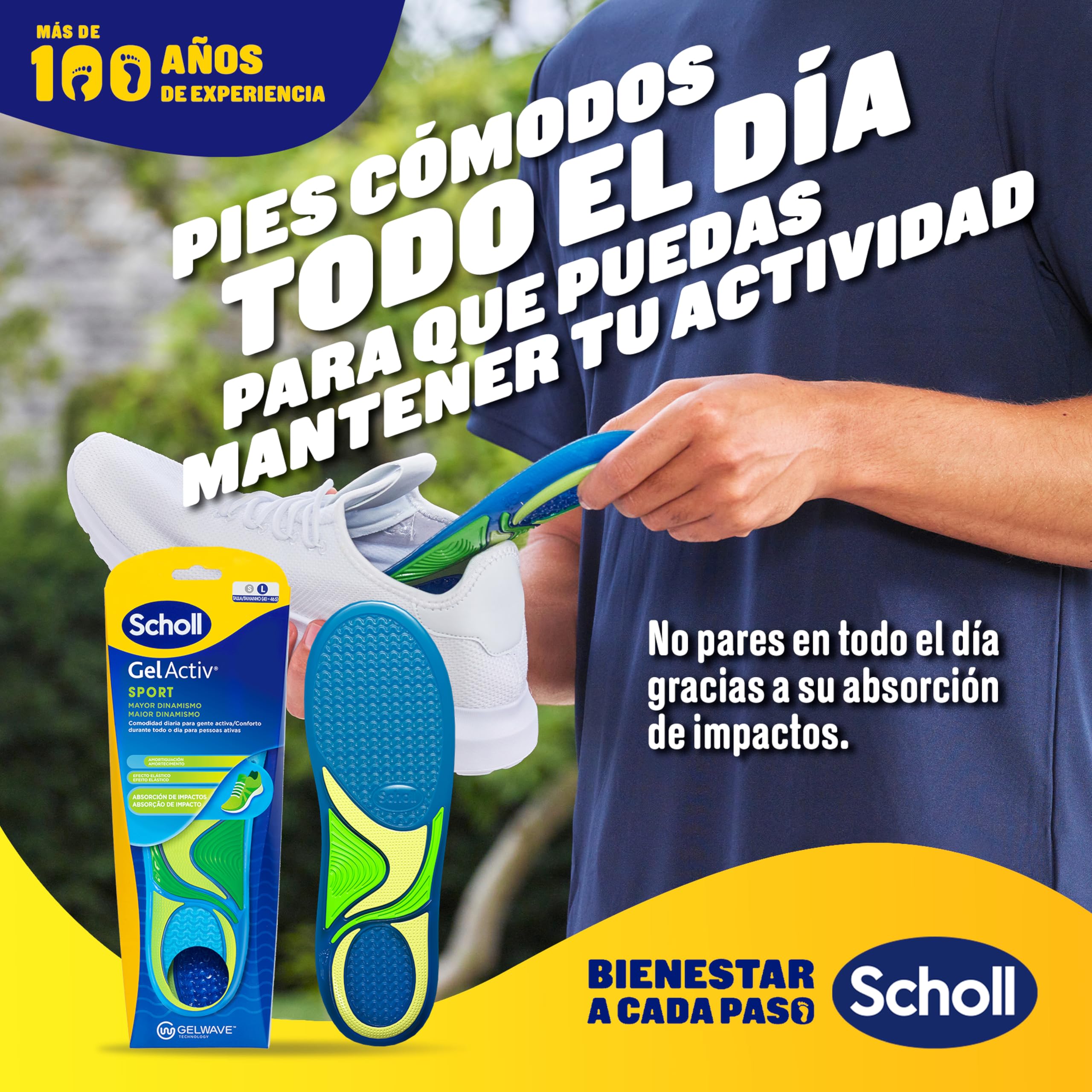 Dr. Scholl's Plantillas GelActiv Sport Hombre Talla 40-46,5 Calzado Deportivo