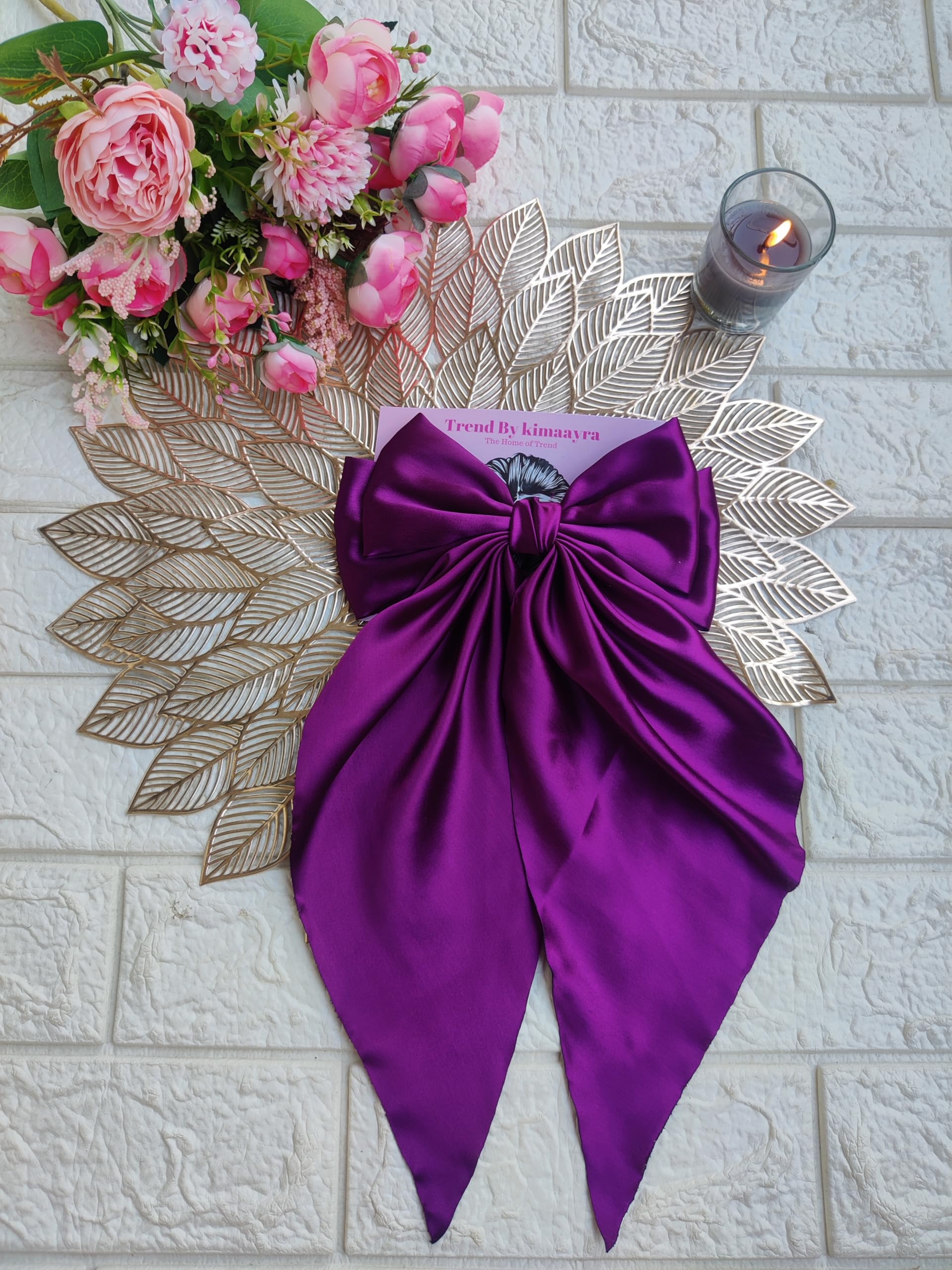 Trend By Kimaayra Luxury Satin Long Tail Hair Bow Alligator clip for Women and Girls, Gift for her, Gift for women (Dark Purple) (B0CCK2F4JT) Amazon Price History, Amazon Price Tracker